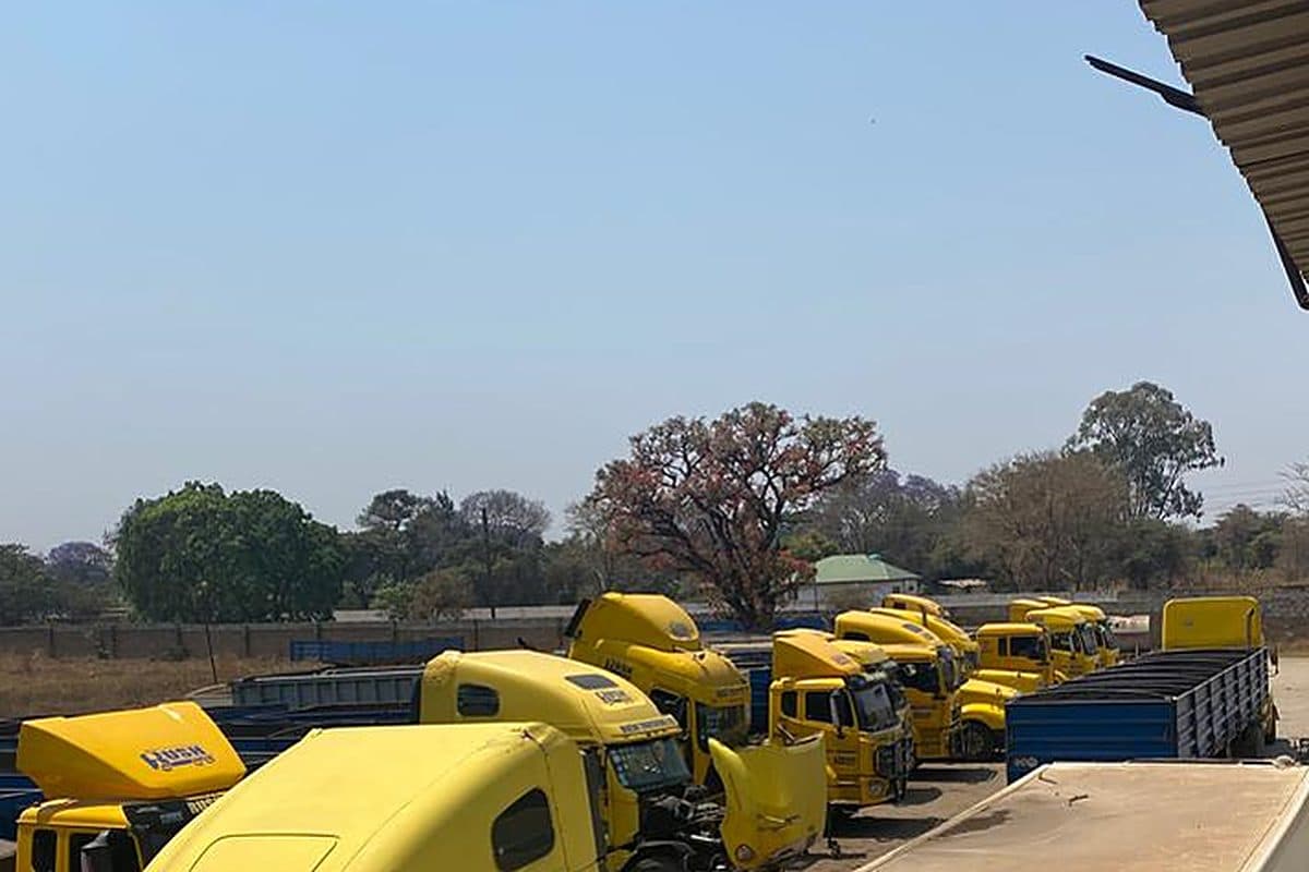 Trailers staged at the Rush Trucking yard for loading