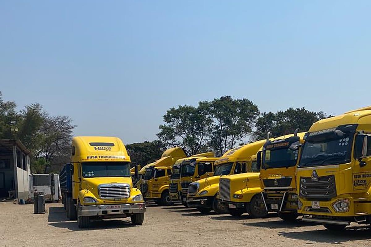 Rush Trucking fleet at the Lusaka yard